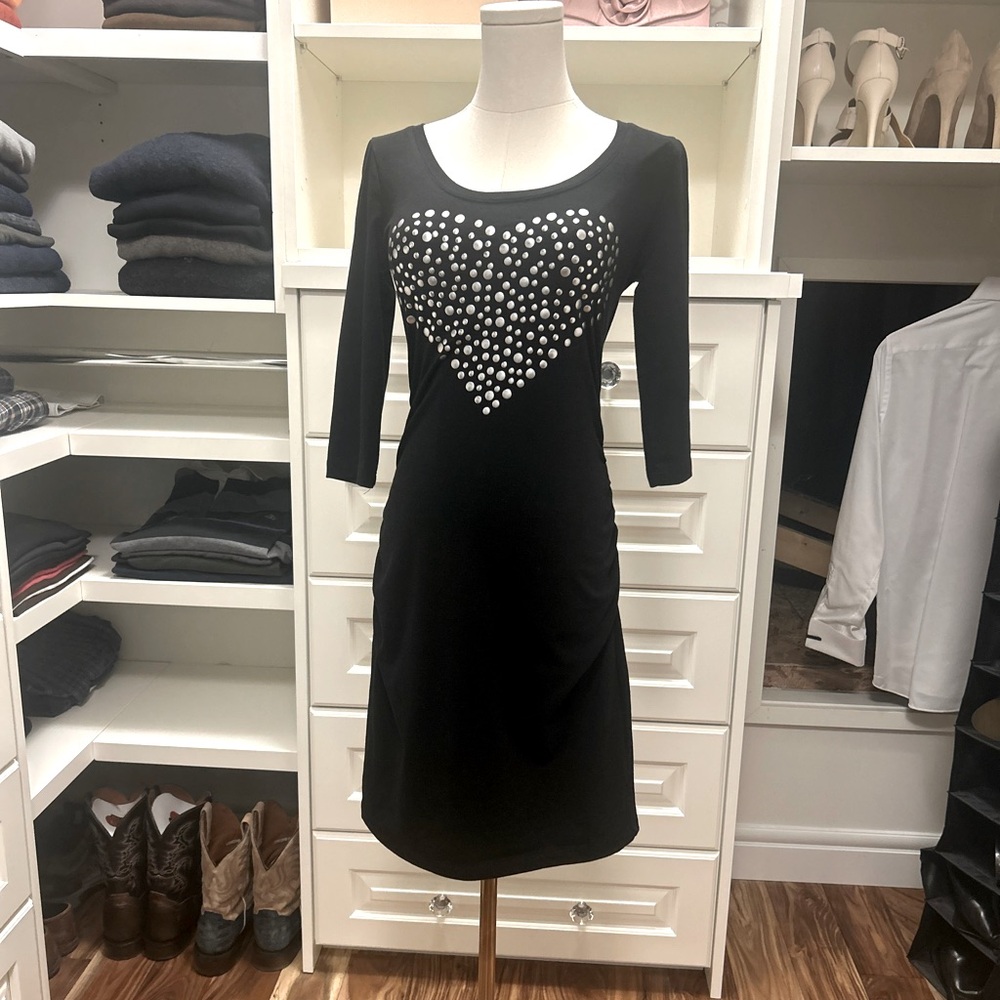 Heart studded black dress